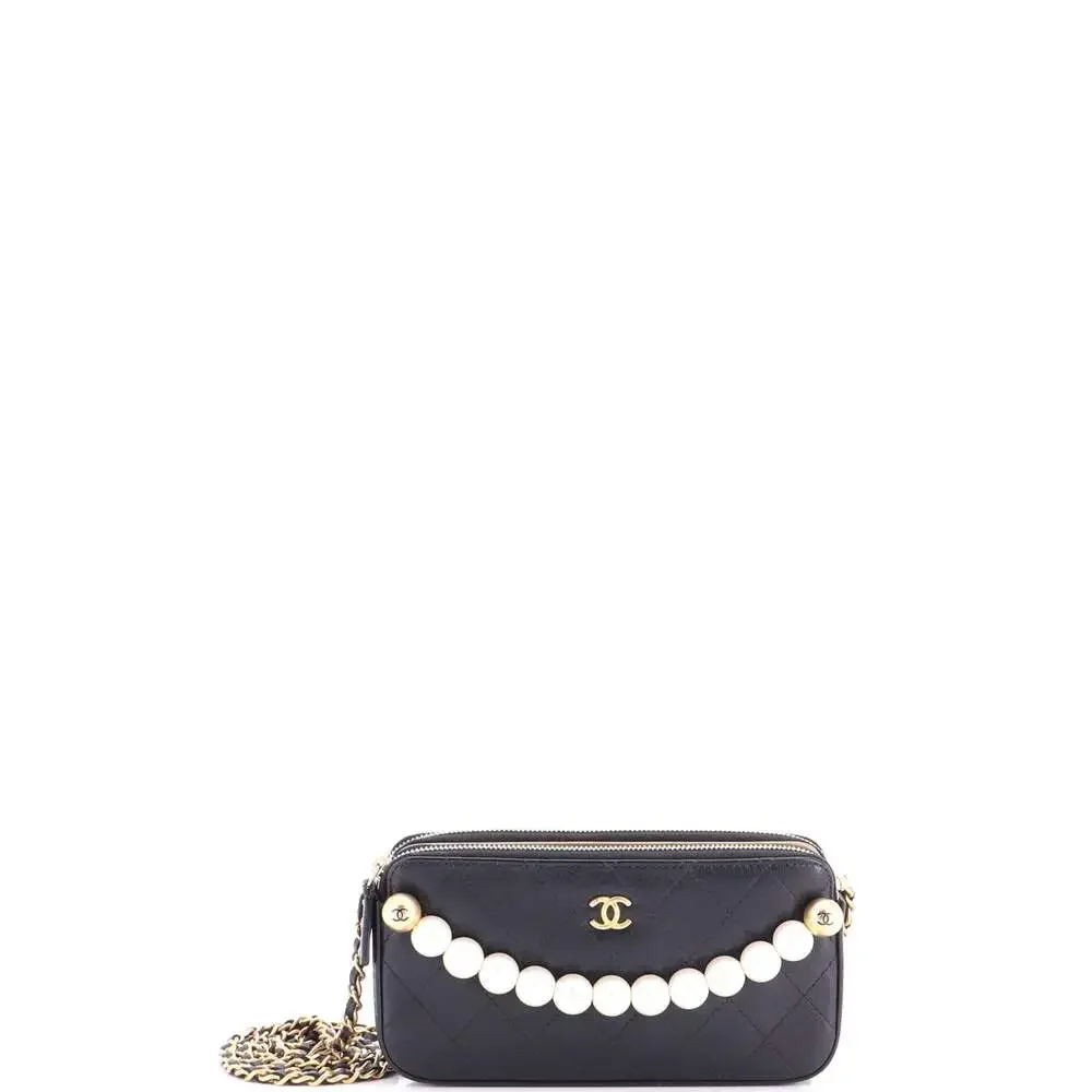 Chanel Chic Pearls Double Zip Clutch #266291C39B